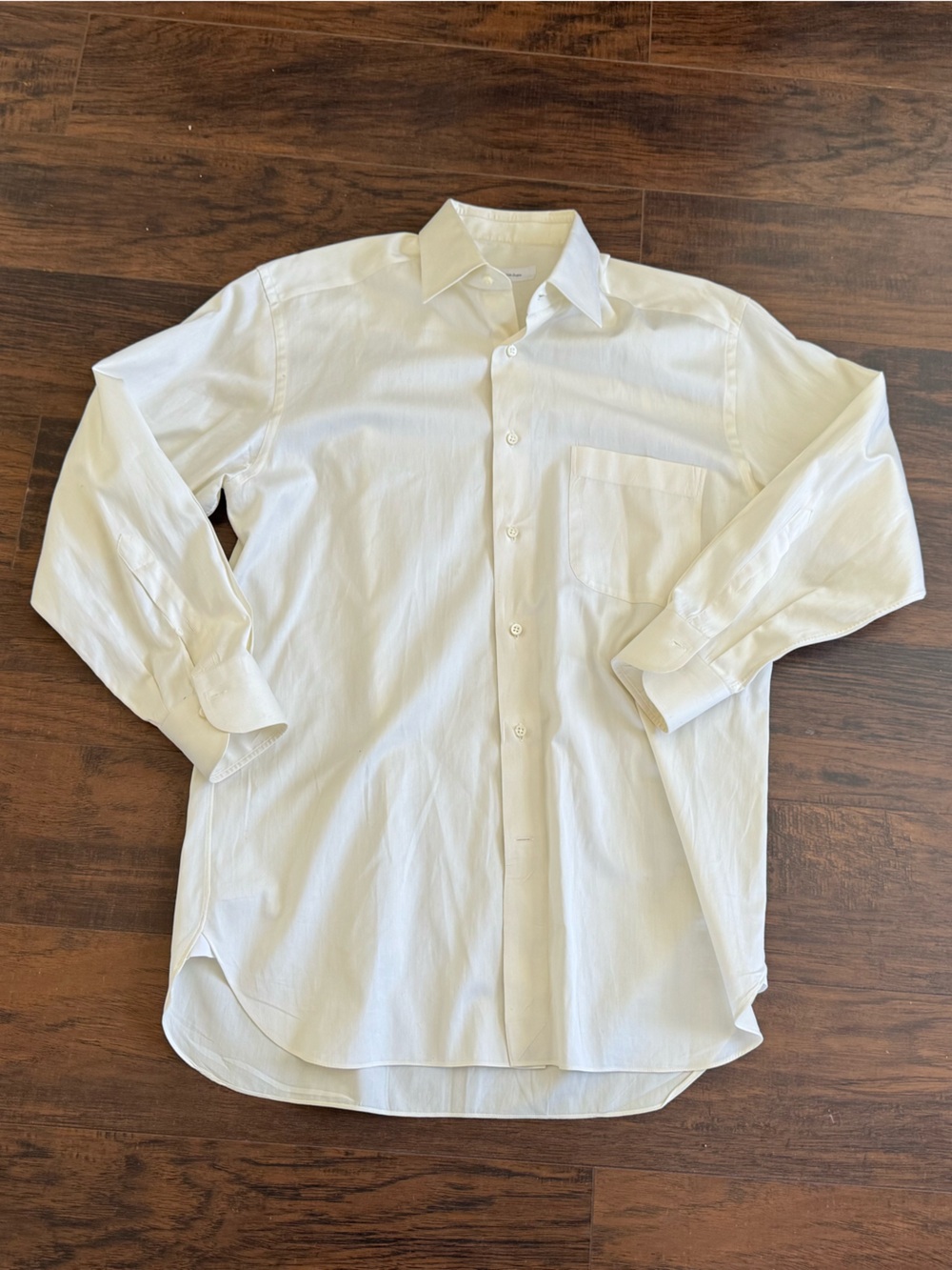 Ermenegildo Zegna Dress Shirt Mens 39/15.5 Cream Pocket